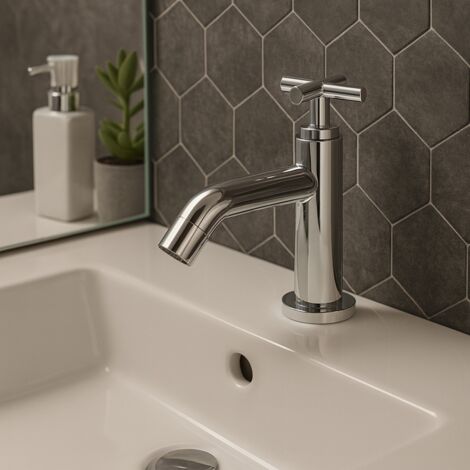 Essebagno Indus Handwaschbecken – Gebürstetes Gold, Nur Kaltwasser, Industrie-Design, Für Kleine Bäder