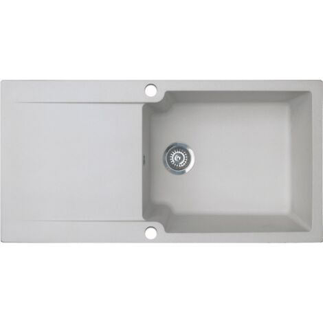 Essebagno Lisse umkehrbare Spüle 1 großes Becken 1 Abtropfbecken aus grauem Kunstharz