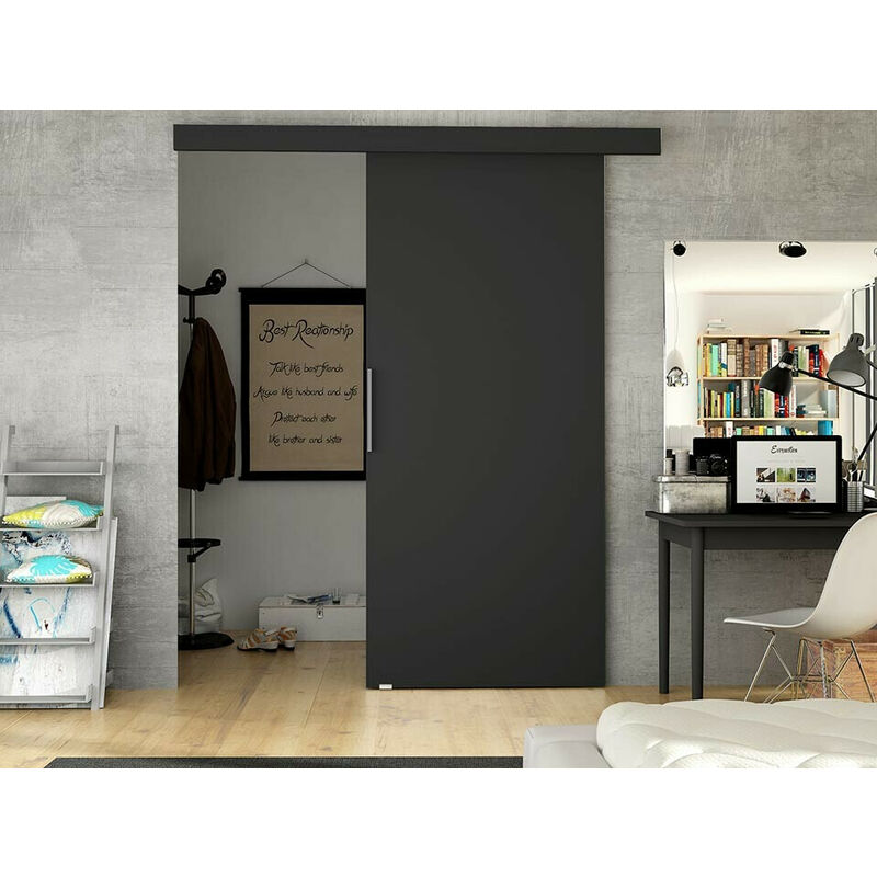 Puerta corredera VARIN - Alt. 205 x Ancho 83 cm - MDF blanco - Vente-unique