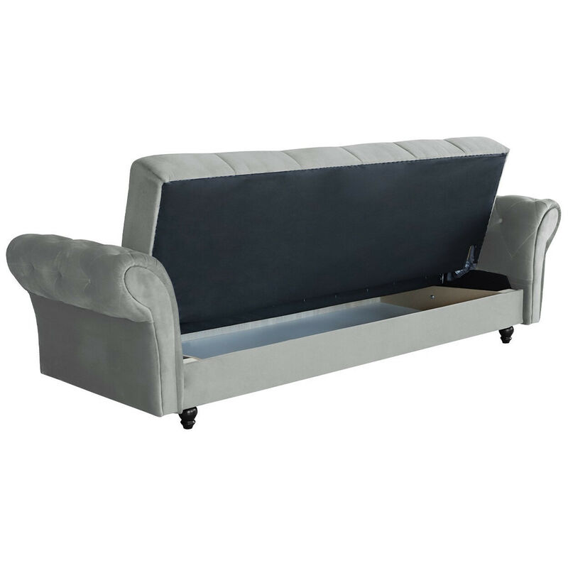 Sofá cama plegable gris de 2400 mm, convertible en piel sintética