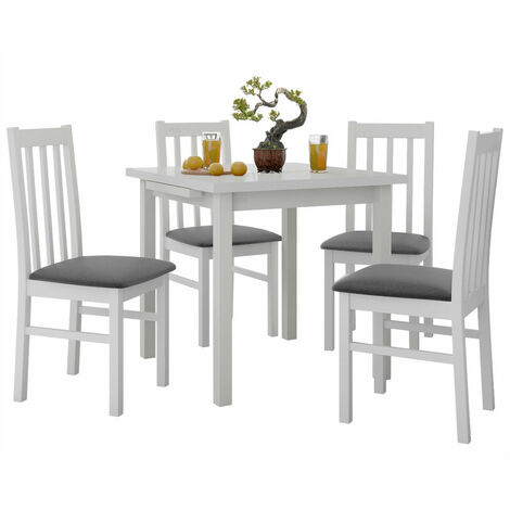 Conjunto de mesas y sillas para comedor Victorville 263, Blanco, 76x80x80cm, Diámetro: 0, Número de asientos: 4, Estilo: Contemporary
