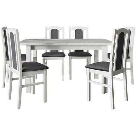 Conjunto de mesas y sillas para comedor Victorville 273, Blanco, 76x80x140cm, Diámetro: 0, Número de asientos: 6, Estilo: Contemporary (1/5)
