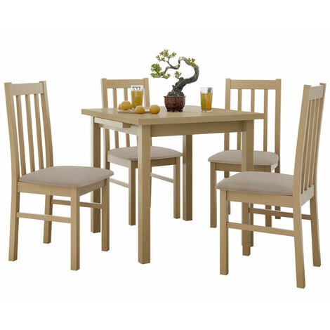 Conjunto de mesas y sillas para comedor Victorville 263, Roble Sonoma, 76x80x80cm, Diámetro: 0, Número de asientos: 4, Estilo: Contemporary