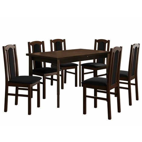 Conjunto de mesas y sillas para comedor Victorville 277, Nuez, 78x80x140cm, Diámetro: 0, Número de asientos: 6, Estilo: Contemporary