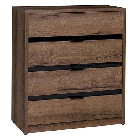 Cómoda Fivelbo 102, Roble del Monastery + Negro brillante, Con cajones, Número de cajones: 4, 90x81x40cm (1/4)