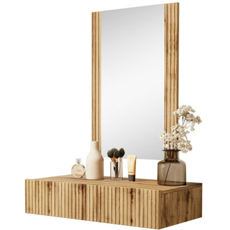Tocador Remeta 108, Roble wotan, Espejo, 97x80x42cm