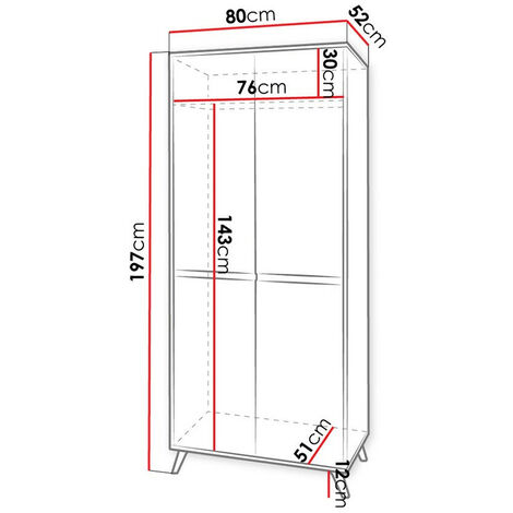 Armario Bedford D105 , 197x80x52cm, Puertas de armario: Con bisagras