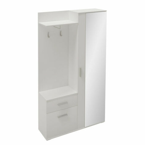 Conjunto para recibidor Stanton 103, Blanco, 195x97x30cm, Espejo, Aglomerado laminado, Colocada