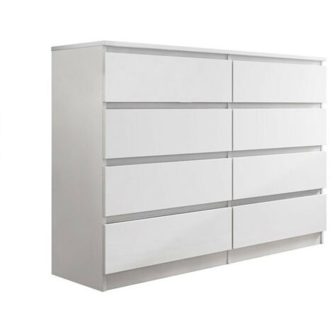 Cómoda Comfivo 162, Blanco, Con cajones, Número de cajones: 8, 100x138x40cm