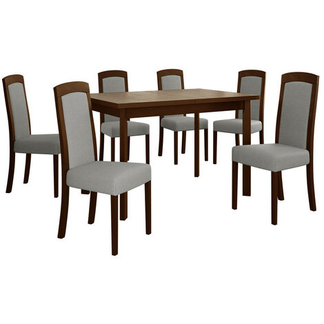 Conjunto de mesas y sillas para comedor Victorville 351, Nogal, 78x80x120cm, Diámetro: 0, Número de asientos: 6, Estilo: Contemporary