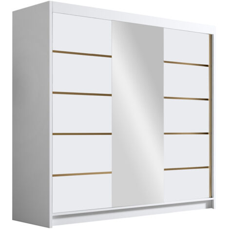 Armario Closico 185, Blanco, 215x200x58cm, Puertas de armario: Correderas, Número de estantes: 0