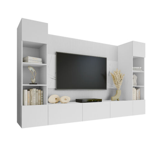 Conjunto de salón Comfivo 368, Blanco + Mármol blanco