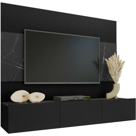 Conjunto de salón Comfivo 370, Negro + Mármol negro
