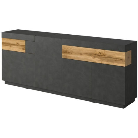 Cómoda Livlore 101, Madera gris + Roble wotan, Con cajones y puertas, Número de cajones: 0, 84x219x40cm (1/5)