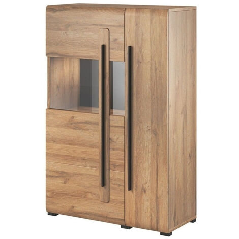 Aparador Ophsalu 105, Roble nieto, 136x90cm, Número de puertas: 239cm, Aglomerado laminado, Vidrio templado (1/4)