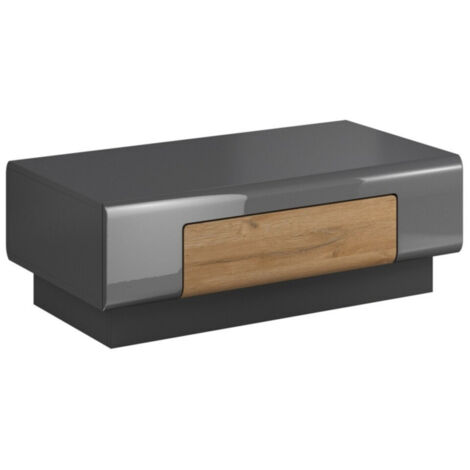 Mesa de centro Torsone 111, Antracita + Gloss antracita + Roble nieto, 39x60x110cm, Diámetro: 0, Aglomerado laminado, Angular (1/4)