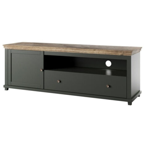 Mueble TV Tolnue 104, Verde oscuro + Roble de lefkada, Número de puertas: 0, Número de cajones: 0, 181x61x49cm (1/5)