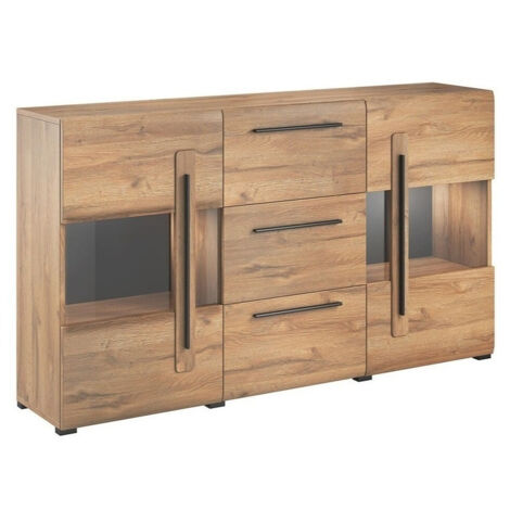 Cómoda Ophsalu 106, Roble nieto, Con cajones y puertas, Número de cajones: 0, 103x180x39cm (1/4)
