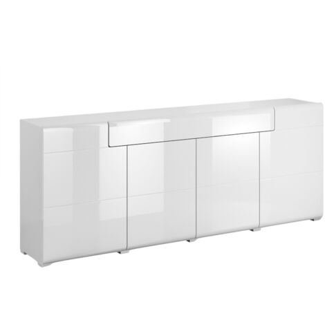 Cómoda Torsone 102, Blanco + Blanco brillante, Con cajones y puertas, Número de cajones: 0, 84x208x40cm (1/5)