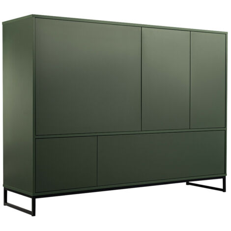 Estantería Calcalo 106, Verde, Con puertas, Cerrable, Aglomerado laminado, Número de puertas: 0, Número de cajones: 0, 121x160x45cm (1/5)