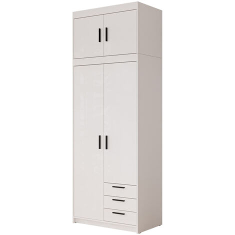 Armario Novduni 113, Blanco, 191x90x53cm, Puertas de armario: Con bisagras, Número de estantes: 0 (1/4)