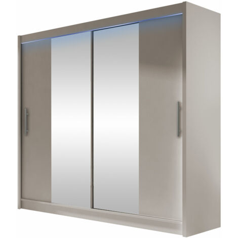 Armario Closico 123, Cachemira, 215x180x58cm, Puertas de armario: Correderas, Número de estantes: 5, LED