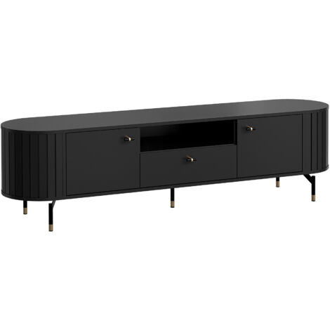 Mueble TV Novmono 104, Negro, Número de puertas: 0, Número de cajones: 0, 181x49x40cm (1/4)