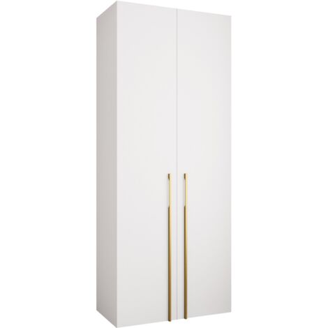 Armario Hartford 569, Blanco, 246x100x42cm, Puertas de armario: Con bisagras, Número de estantes: 8 (1/5)