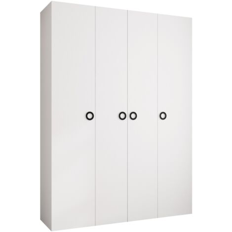 Armario Hartford 554, Blanco, 246x180x52cm, Puertas de armario: Con bisagras, Número de estantes: 12 (1/5)