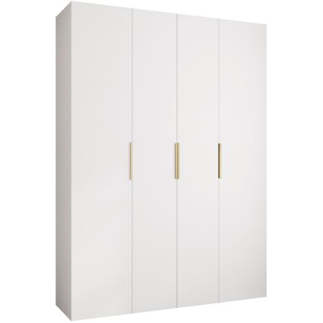 Armario Hartford 574, Blanco, 246x180x52cm, Puertas de armario: Con bisagras, Número de estantes: 16 (1/5)