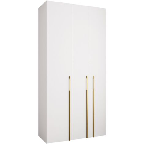 Armario Hartford 571, Blanco, 246x120x42cm, Puertas de armario: Con bisagras, Número de estantes: 6 (1/5)