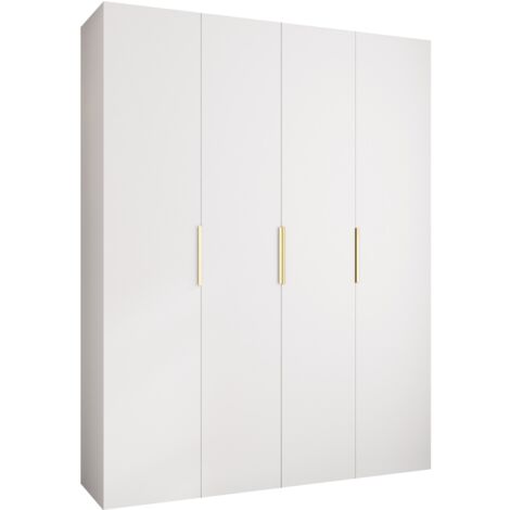 Armario Hartford 574, Blanco, 246x190x52cm, Puertas de armario: Con bisagras, Número de estantes: 12 (1/5)