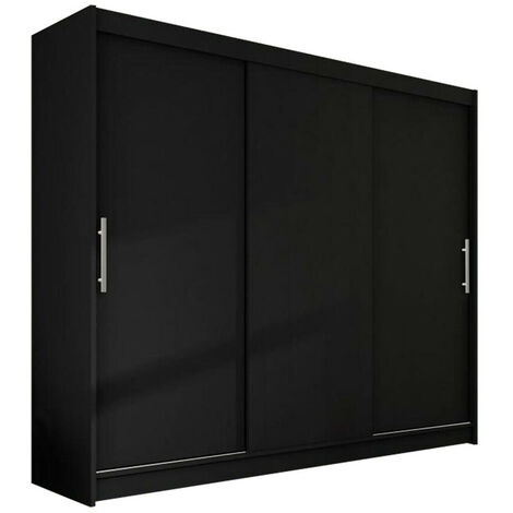 Armario Closico 118, Negro, 215x250x58cm, Puertas de armario: Correderas, Número de estantes: 9