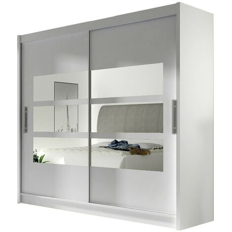 Armario Closico 101, Blanco, 215x180x58cm, Puertas de armario: Correderas, Número de estantes: 5