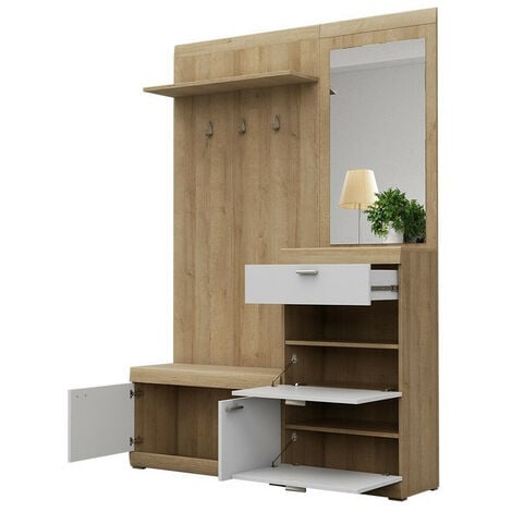 Conjunto de recibidor Lima 103 , 197x135x34cm, Espejo, MDF, Aglomerado laminado, Colocada
