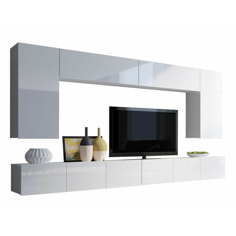Conjunto de salón Tivdalu 135, Blanco + Blanco brillante