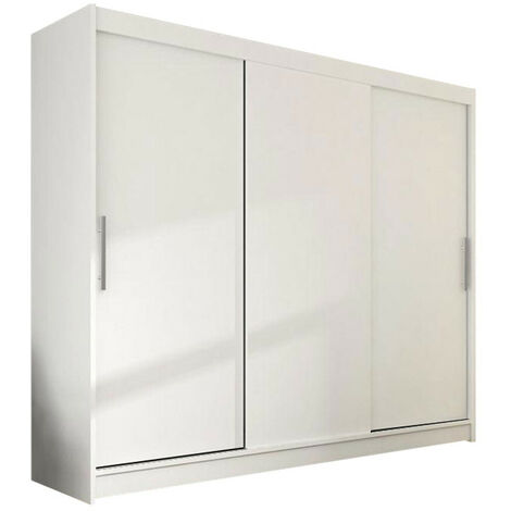 Armario Closico 118, Blanco, 215x250x58cm, Puertas de armario: Correderas, Número de estantes: 9