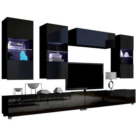 Conjunto de salón Tivdalu 109, Negro + Negro brillante