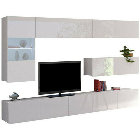 Conjunto de salón Tivdalu 108, Blanco + Blanco brillante