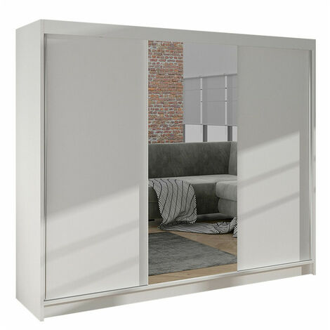 Armario Closico 158, Blanco, 215x200x58cm, Puertas de armario: Correderas, Número de estantes: 9