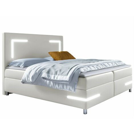 Cama continental Vallis, Soft 017, Continental, Individuales, 120x200, Cuero ecológico, Somieres, 120x212x120cm, LED (1/5)
