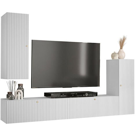 Mesa Mueble de Tv LCD 190cm Natural y Blanco