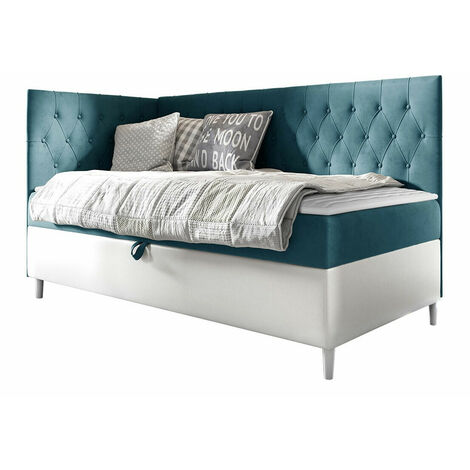 Cama continental Lucus III, Soft 017 + Fresh 34, Individuales, Continental, 100x200, Cuero ecológico, Tapiz, Somieres, 108x208x115cm (1/5)