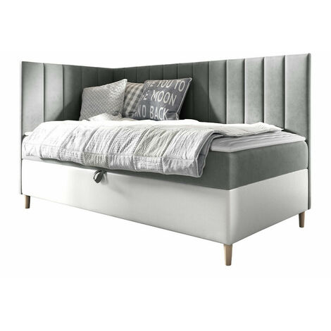 Cama continental Lucus, Soft 017 + Fresh 14, Individuales, Continental, 100x200, Cuero ecológico, Tapiz, Somieres, 108x208x115cm (1/5)