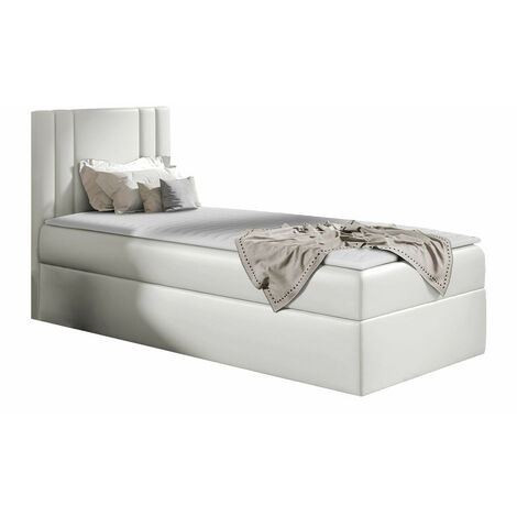 Cama continental Mel I, Soft 017, Continental, Individuales, 100x200, Cuero ecológico, Somieres, 102x208x103cm (1/5)