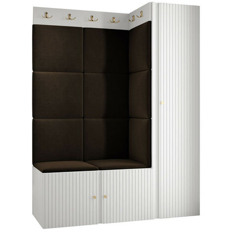 Conjunto para recibidor Hartford 385, Manila 04, 186x124x46cm, MDF, Aglomerado laminado, Tapiz, Montada en la pared, Colocada