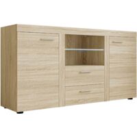Cómoda Tucson 104, Roble Sonoma, Con cajones y puertas, Número de cajones: 2, 82x157x40cm, LED