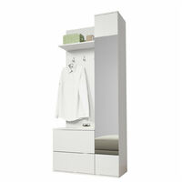 Conjunto para recibidor Lima 106, Blanco, 195x90x34cm, Espejo, Aglomerado laminado, Colocada