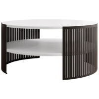 Mesa de centro Sordore 102, Negro + Blanco, 40x0x0cm, Diámetro: 75, Aglomerado laminado, Redonda