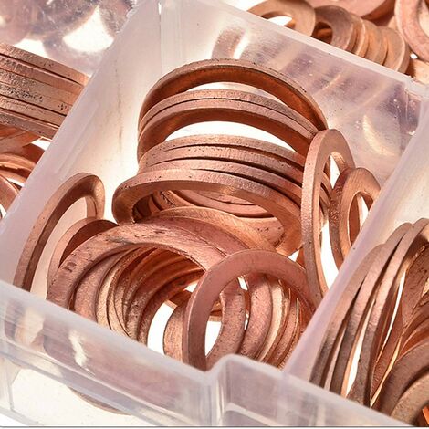 200pcs Joint en Cuivre Rondelles Joints Plate Résistant 9Types M5-M14 Bouchon De Carter D'huile Joint Vidange Moteur Assorti Pour Voiture